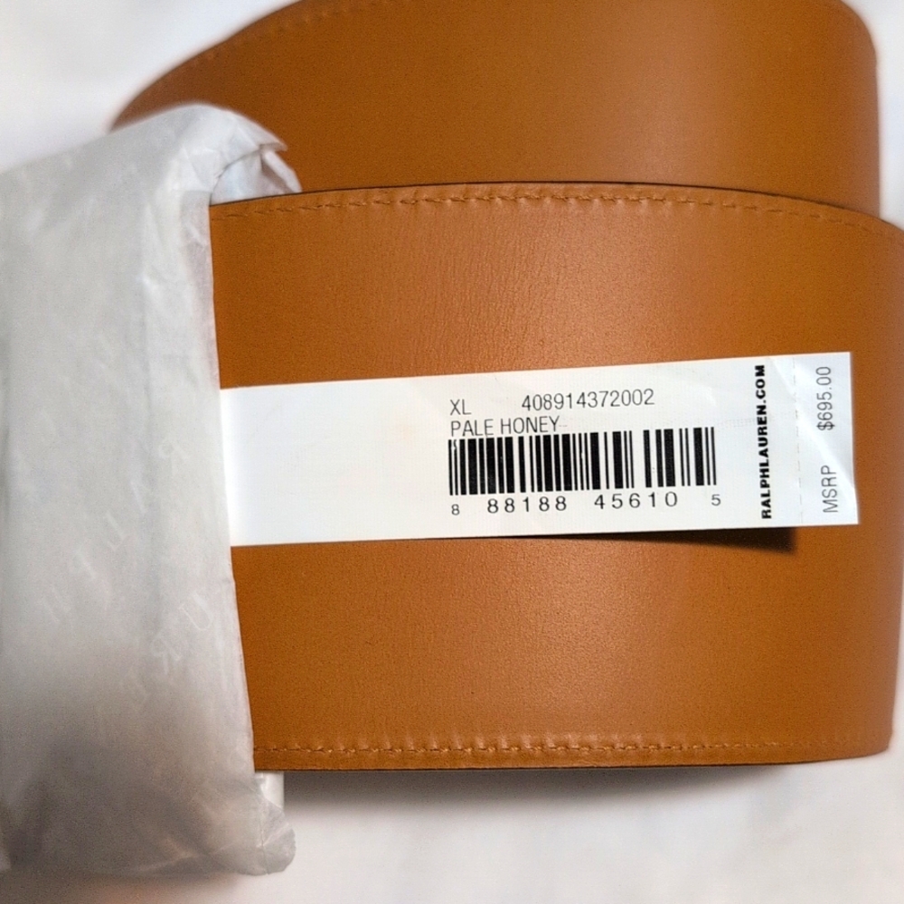 Ralph Lauren Tan Leather Belt with Sturdy Buckle XL Size. - Picture 2 of 8